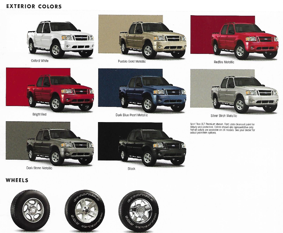 2005 Ford Explorer Sport Trac Paint Chart