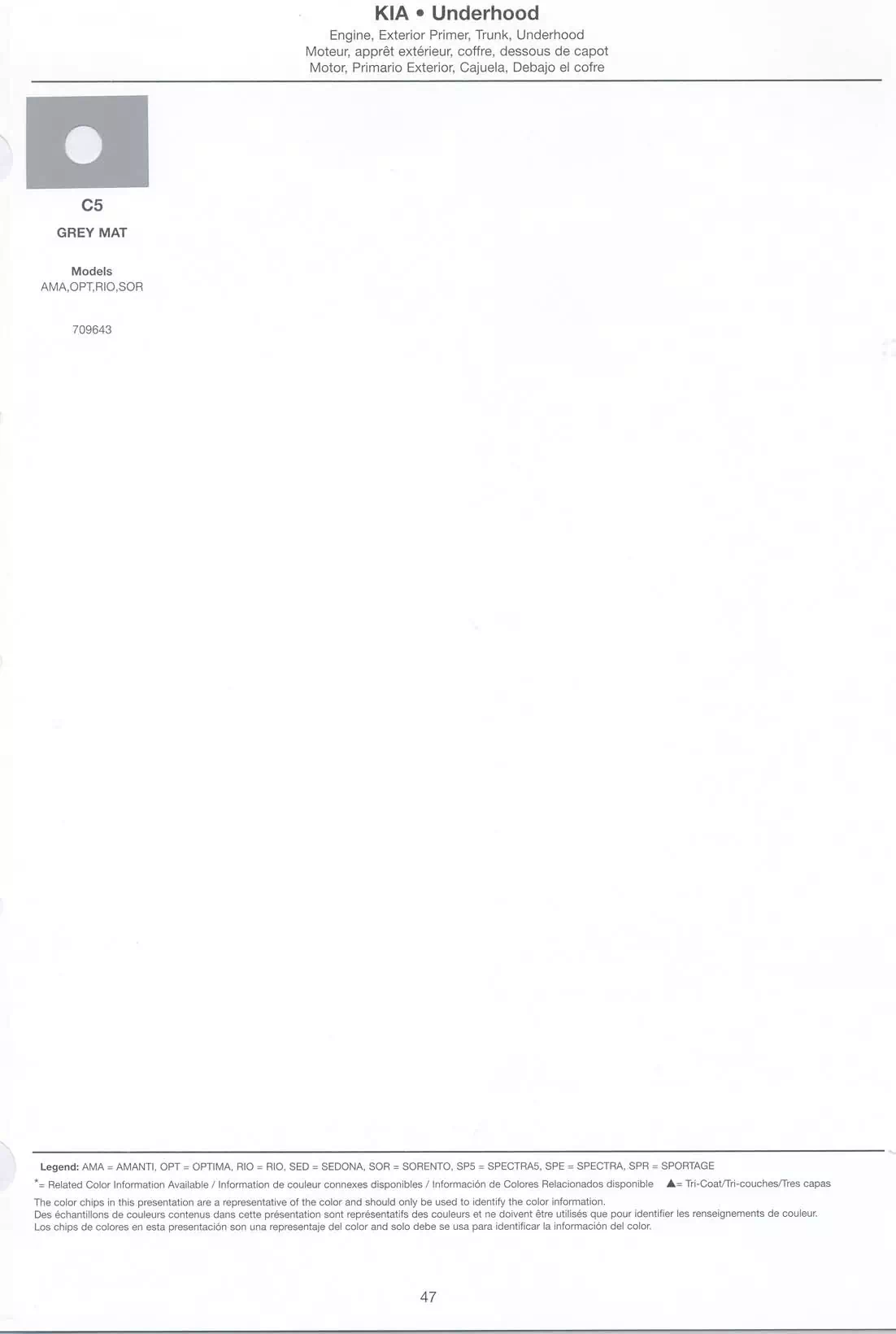2005 Kia Paint Codes and Color Chart Page 3 color swatches used on kias in 2005