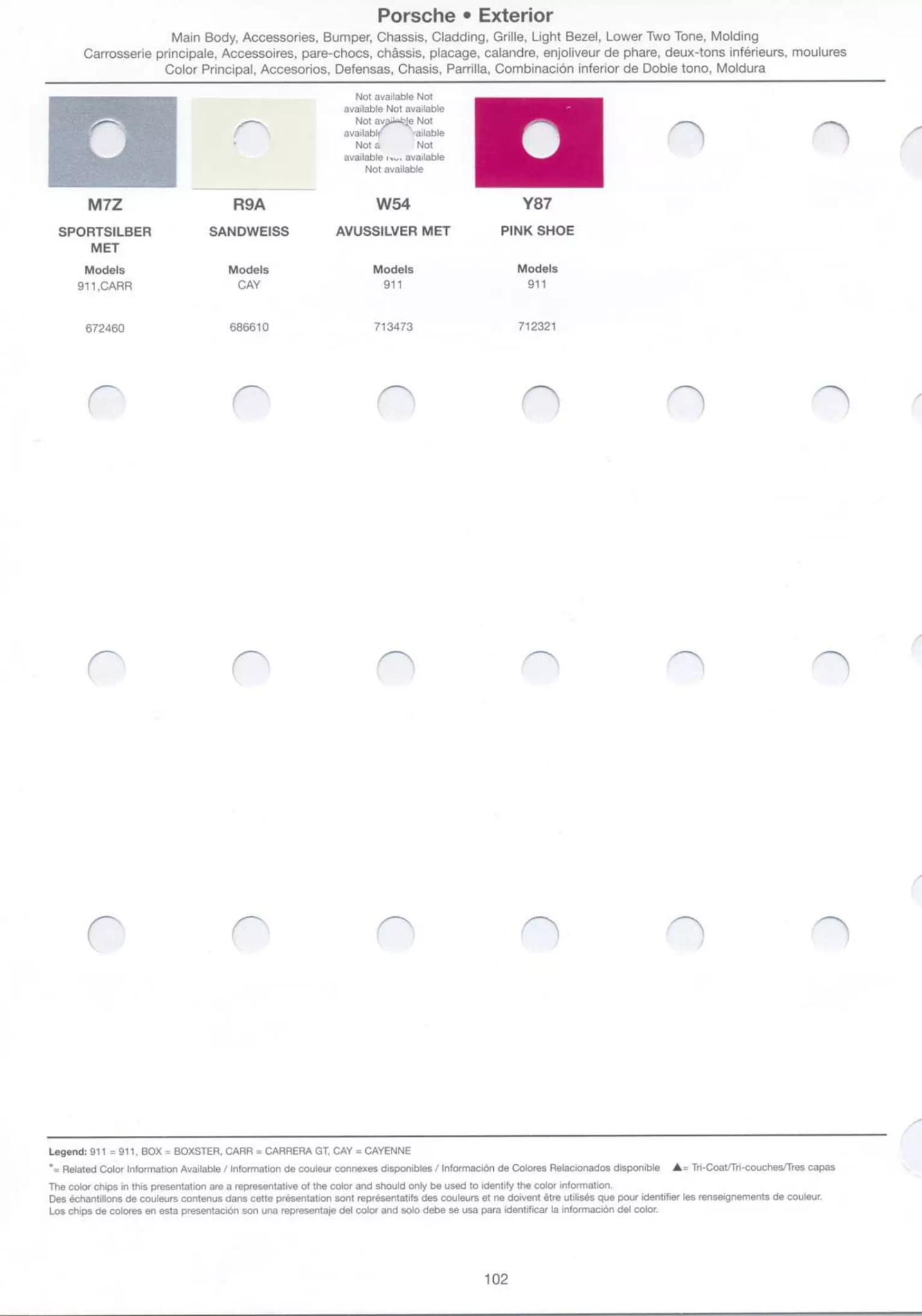 2005 Porsche Paint Chart and Color Codes Exterior Paint Codes for Porsche and their color codes