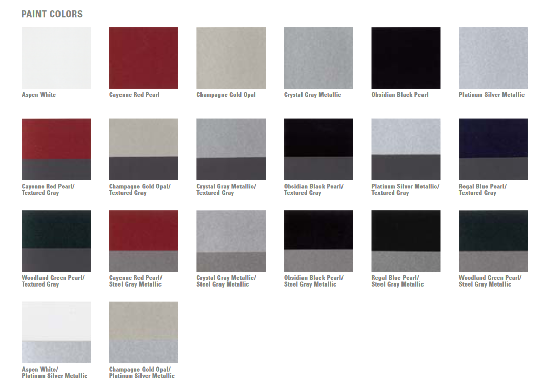 2005 Subaru Forester Paint Chart Exterior colors used on a Subaru Forester