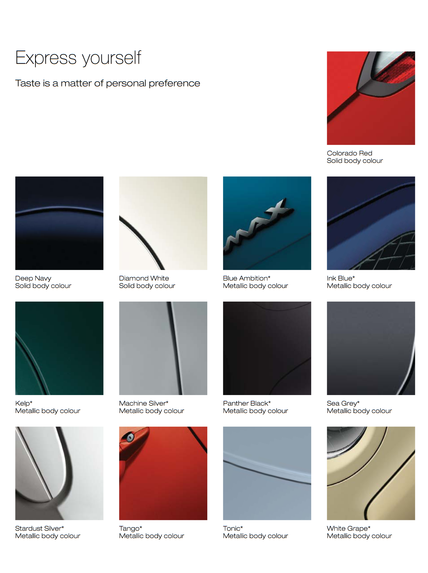 2006 Ford S-Max Paint Chart