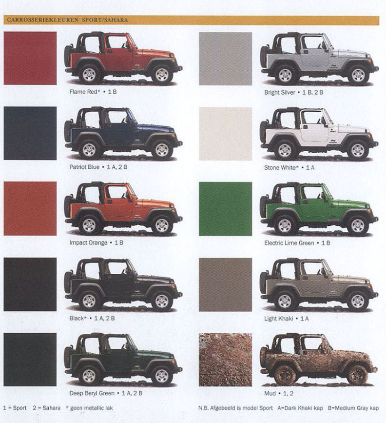 2006 Jeep Wrangler Color Chart