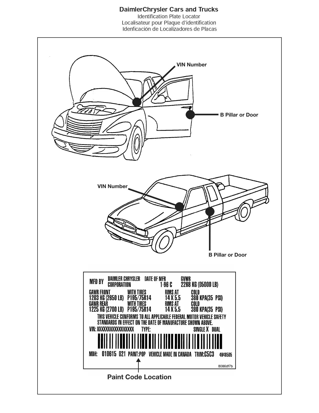 2007 Chrysler & Dodge Paint Code Locations