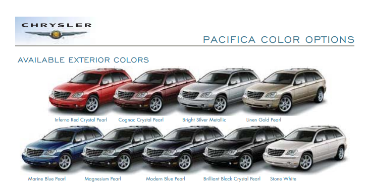 2007 Chrysler Pacifica Paint Chart