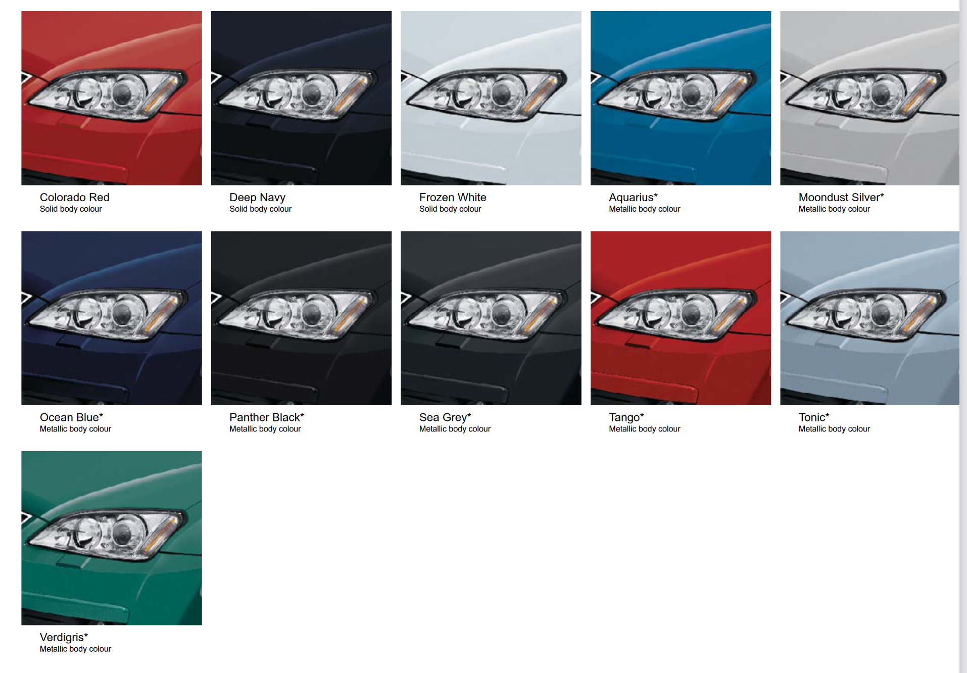 2007 Ford C-Max Paint Chart