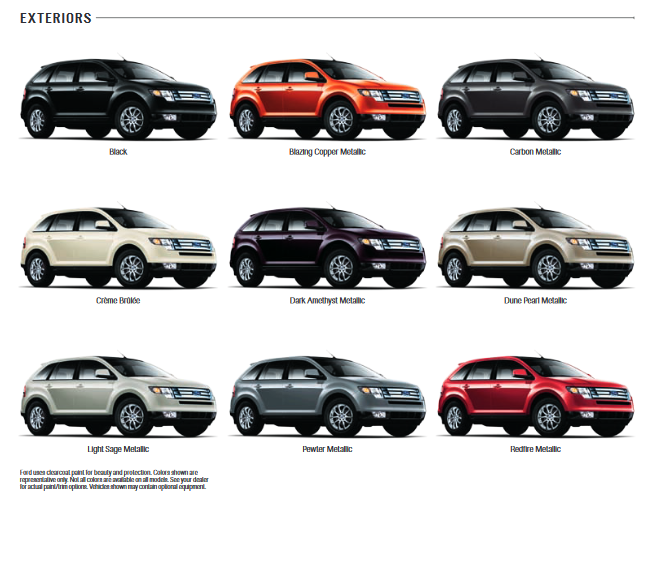 2007 Ford Edge Paint Colors color options the Ford Edge came in