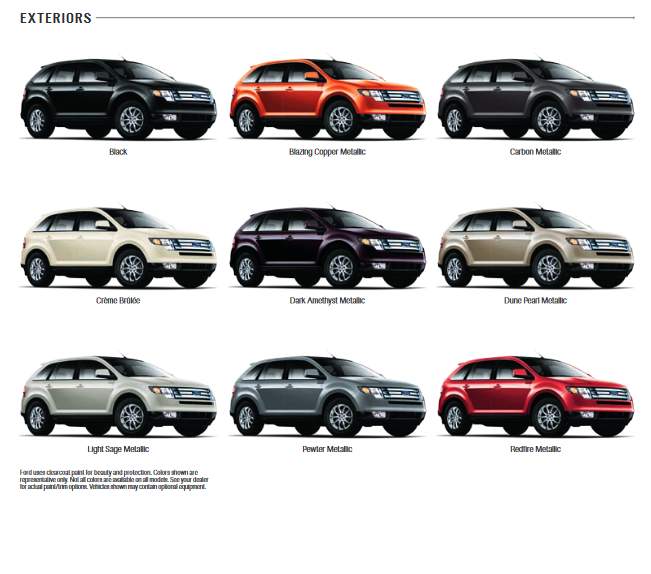 color options the Ford Edge came in