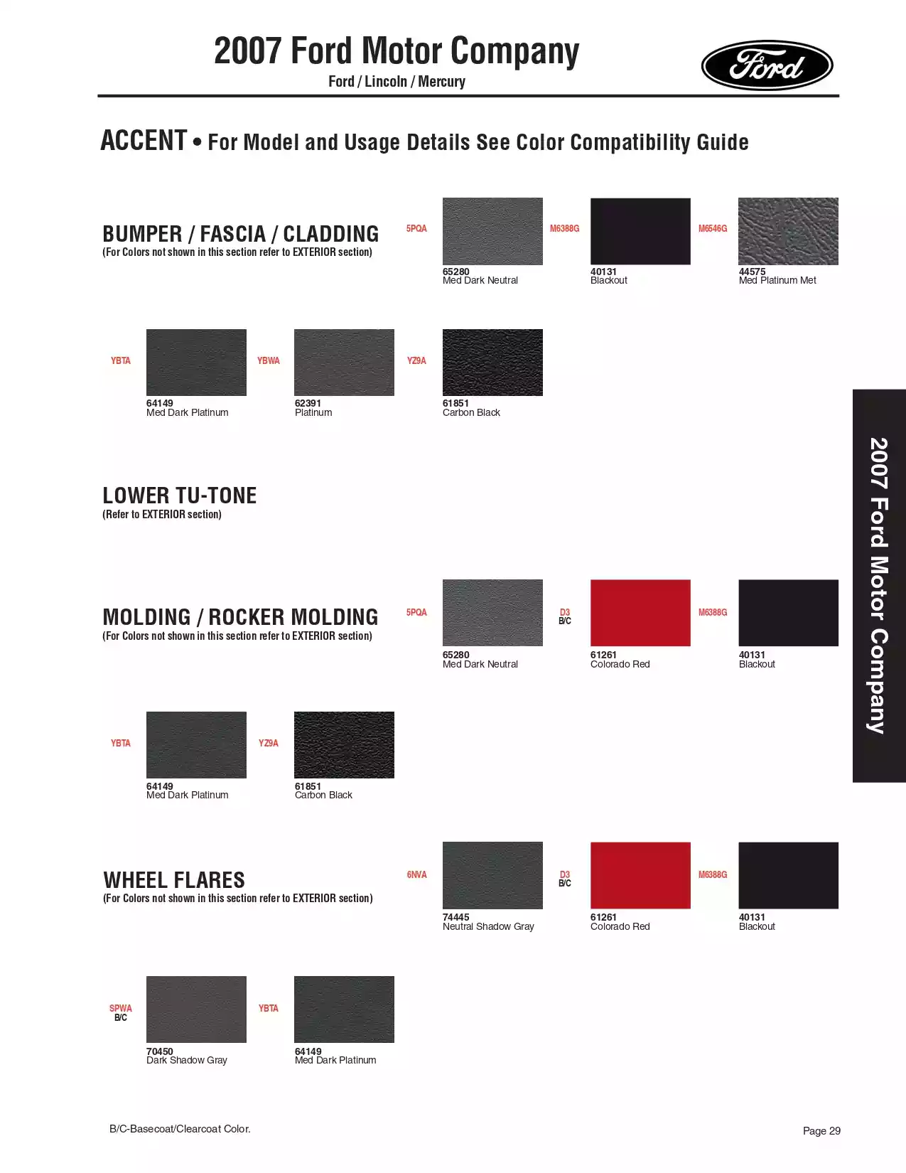 2007 Ford, Lincoln & Mercury Paint Chart & Color Codes Paint color examples, their ordering codes, the oem color code, and vehicles the color was used on