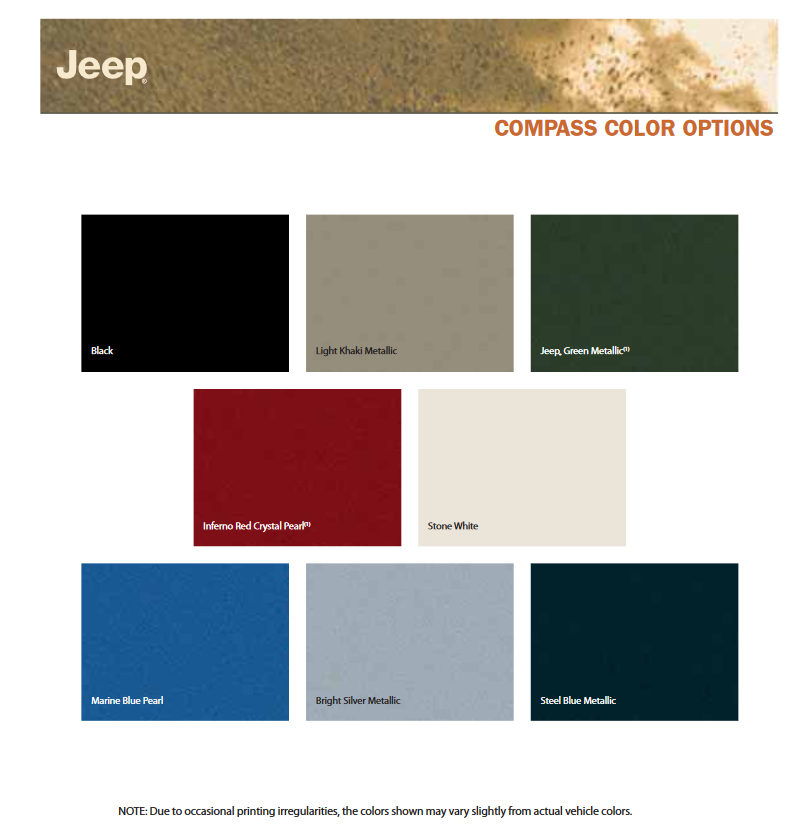 2007 Jeep Compass Paint Chart