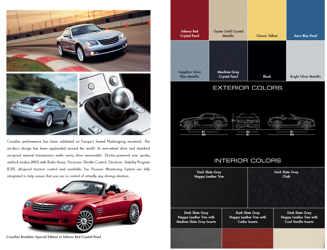 2008 Chrysler Crossfire Paint Chart