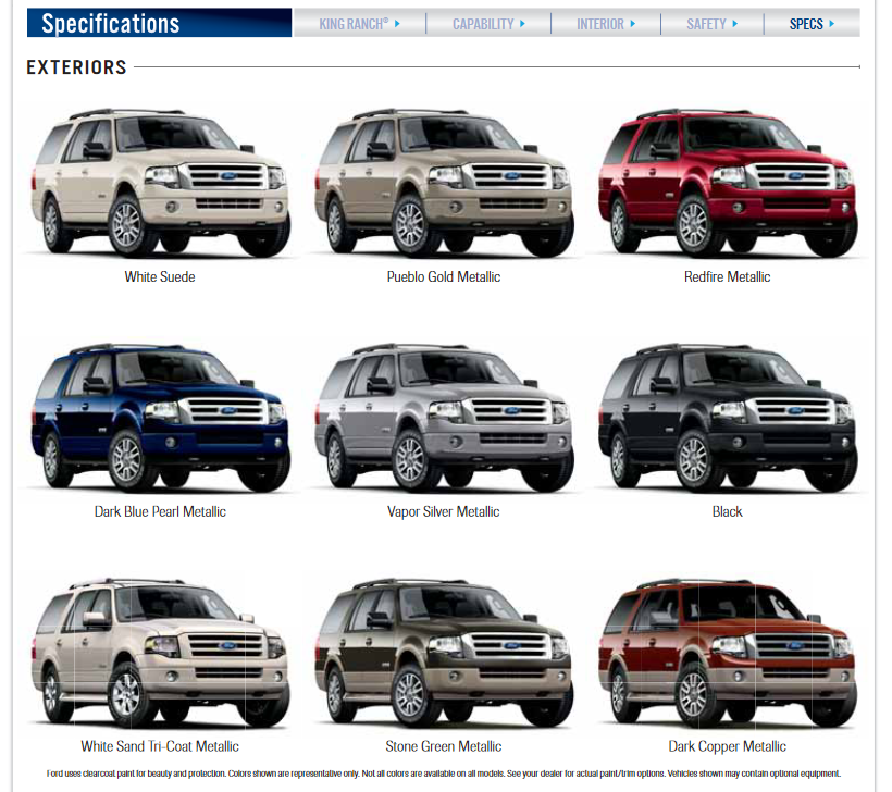 2008 Ford Expedition Paint Chart