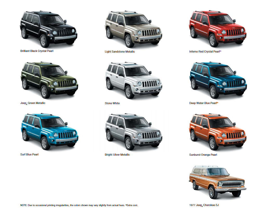2009 Jeep Patriot Paint Chart
