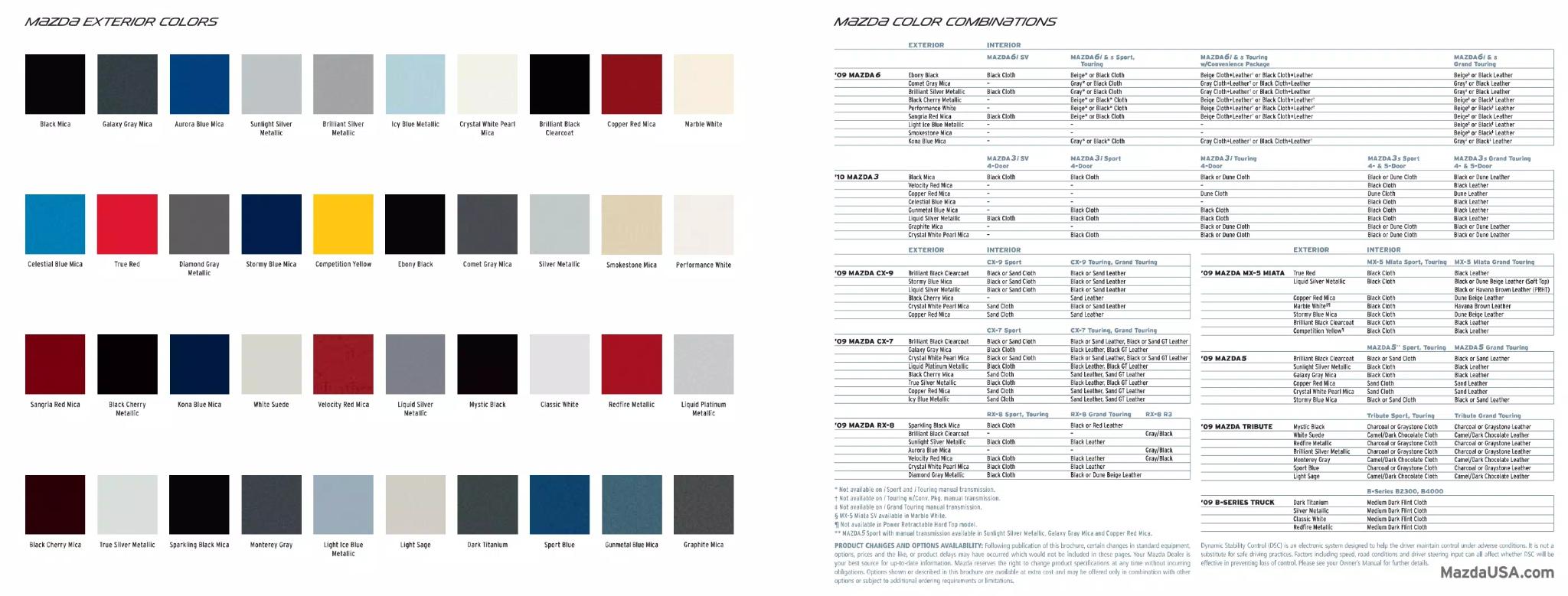 2009 Mazda Paint Colors for all models broke down by models version 2. mazda exterior color shades for all vehicles.