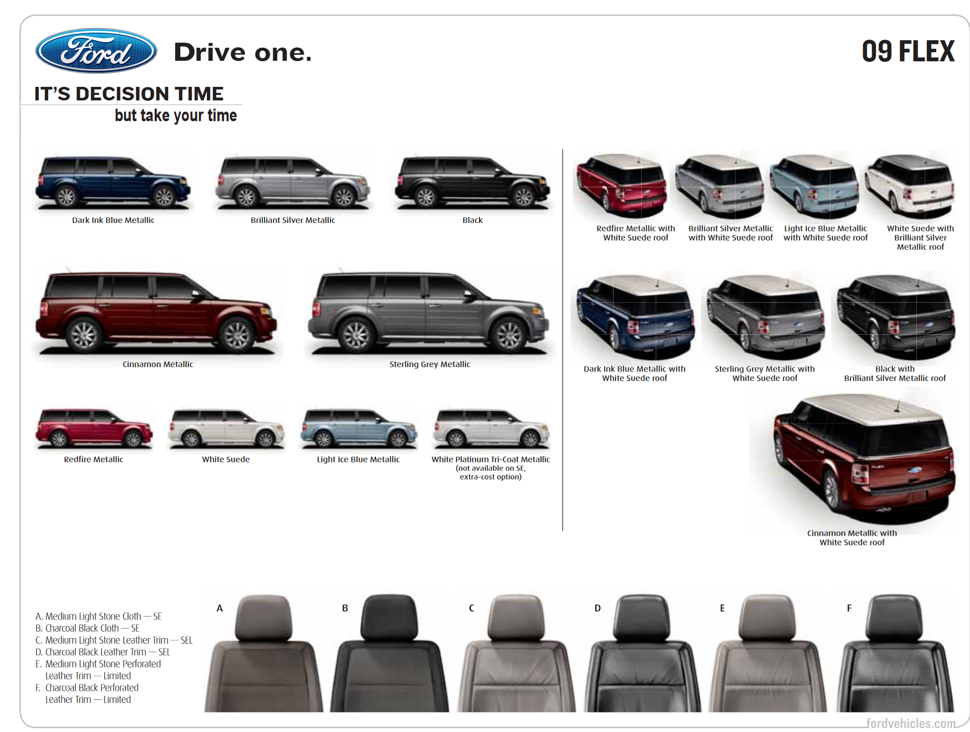 Exterior Paint Codes used on a Ford Flex