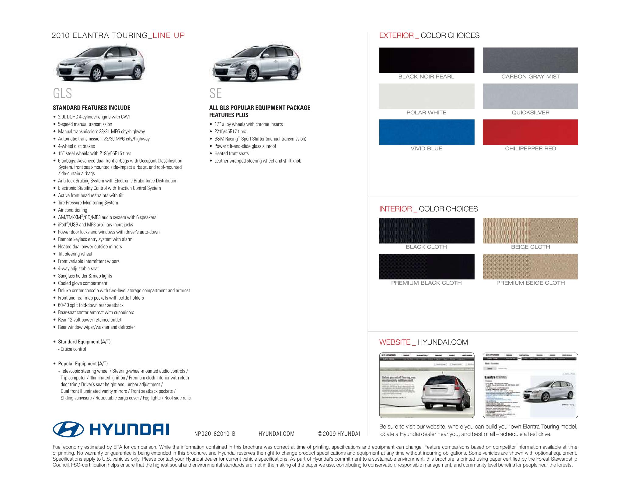 2010 Hyundai Elantra Touring Paint Codes and Color Chart