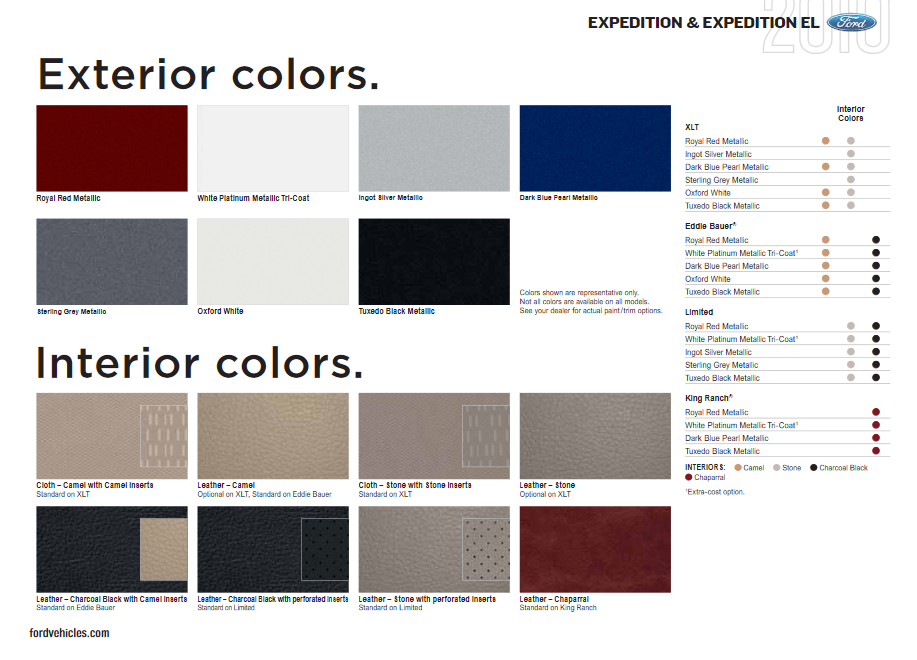 2010 Ford Expedition Paint Chart