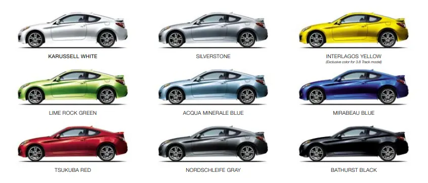 2010 Hyundai Genesis Coupe Paint Colors exterior paint colors for 2010 Hyundai vehicles