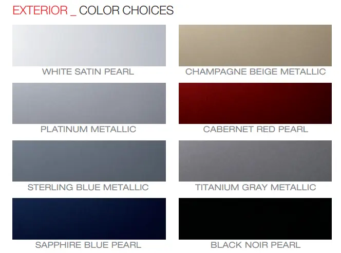 2010 Hyundai Genesis Paint Chart 2010 exterior paint colors for the Hyundai Genesis