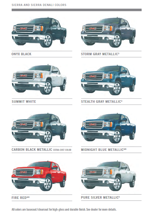 2010 GMC Sierra Paint Chart Paint Colors and paint codes for GMC