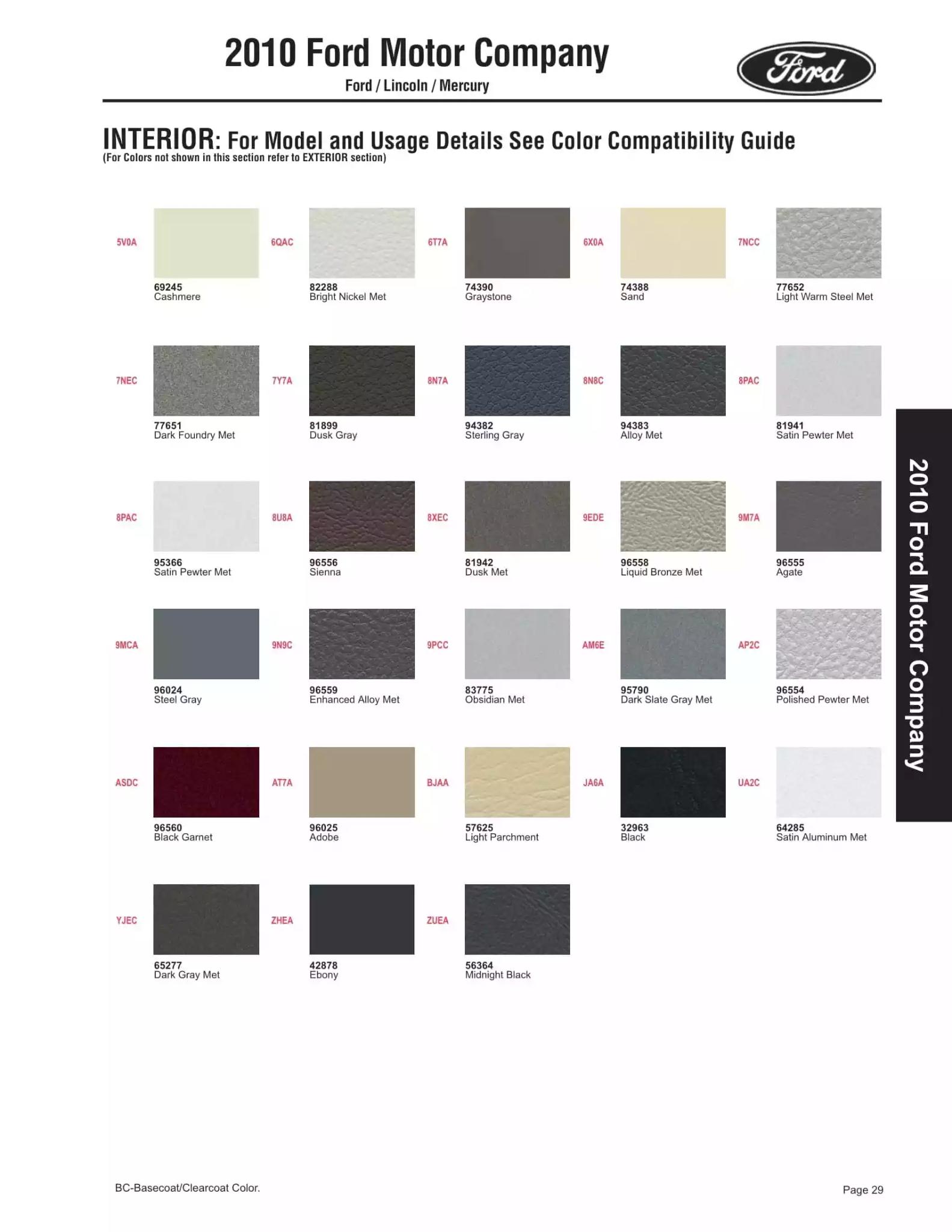 Paint color examples, their ordering codes, the oem color code, and vehicles the color was used on