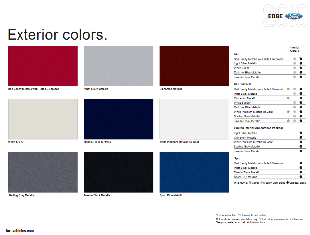2010 Ford Edge Paint Colors color options the Ford Edge came in