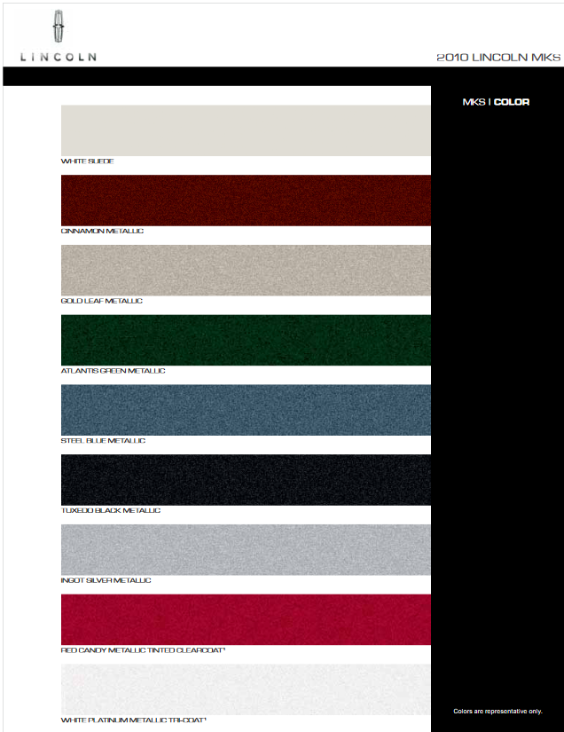 2010 MKS Paint Colors Exterior Paint Color Chart