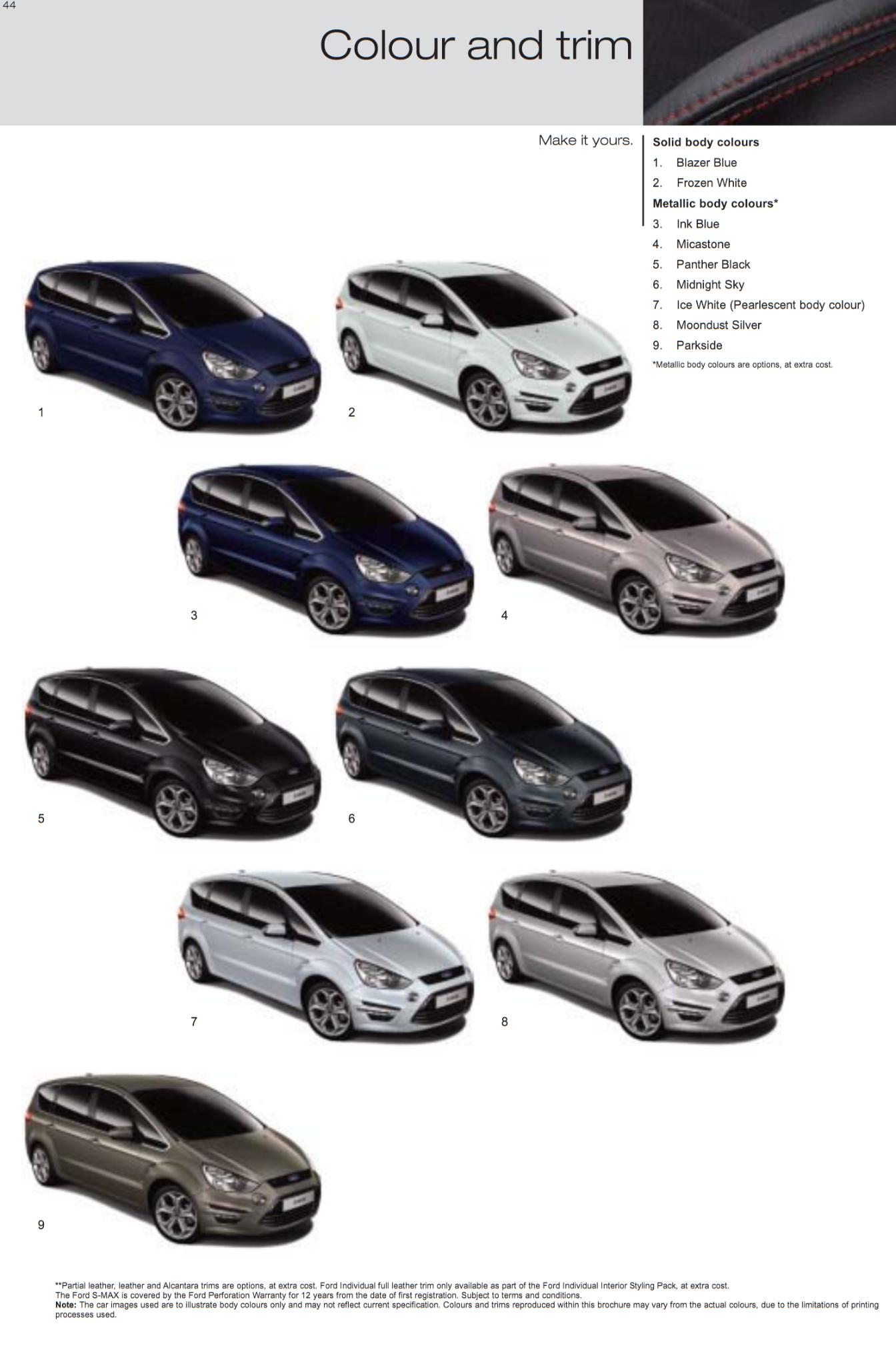 2011 Ford S-Max Paint Chart