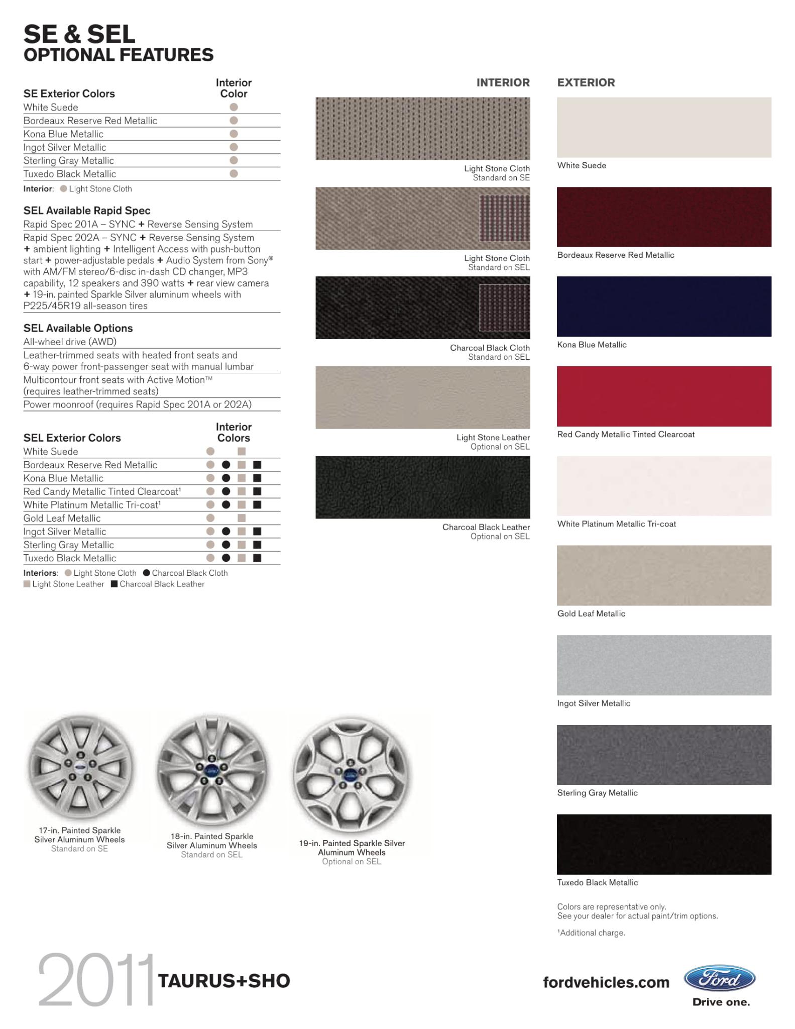 Colors and shade examples that the Ford  Taurus vehicle came in for this year