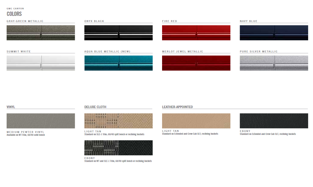 2011 GMC Canyon Paint Chart Paint Colors and paint codes for GMC
