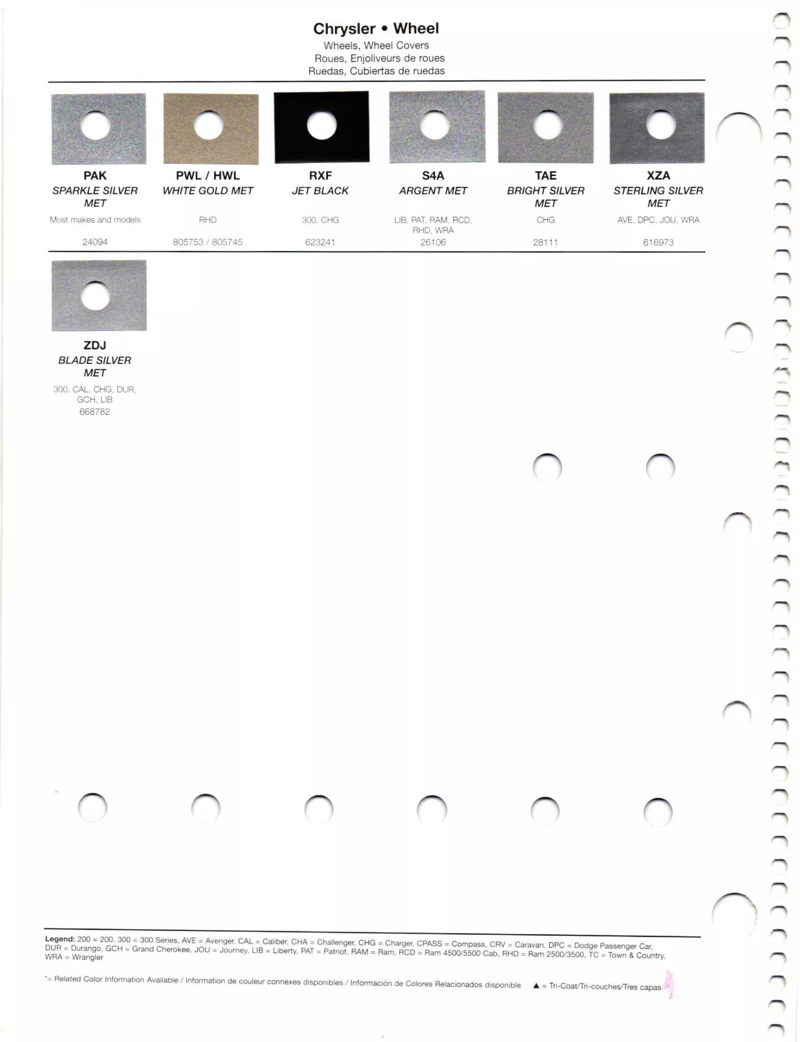 Paint codes, and their ordering stock numbers for their color on 2012 vehicles