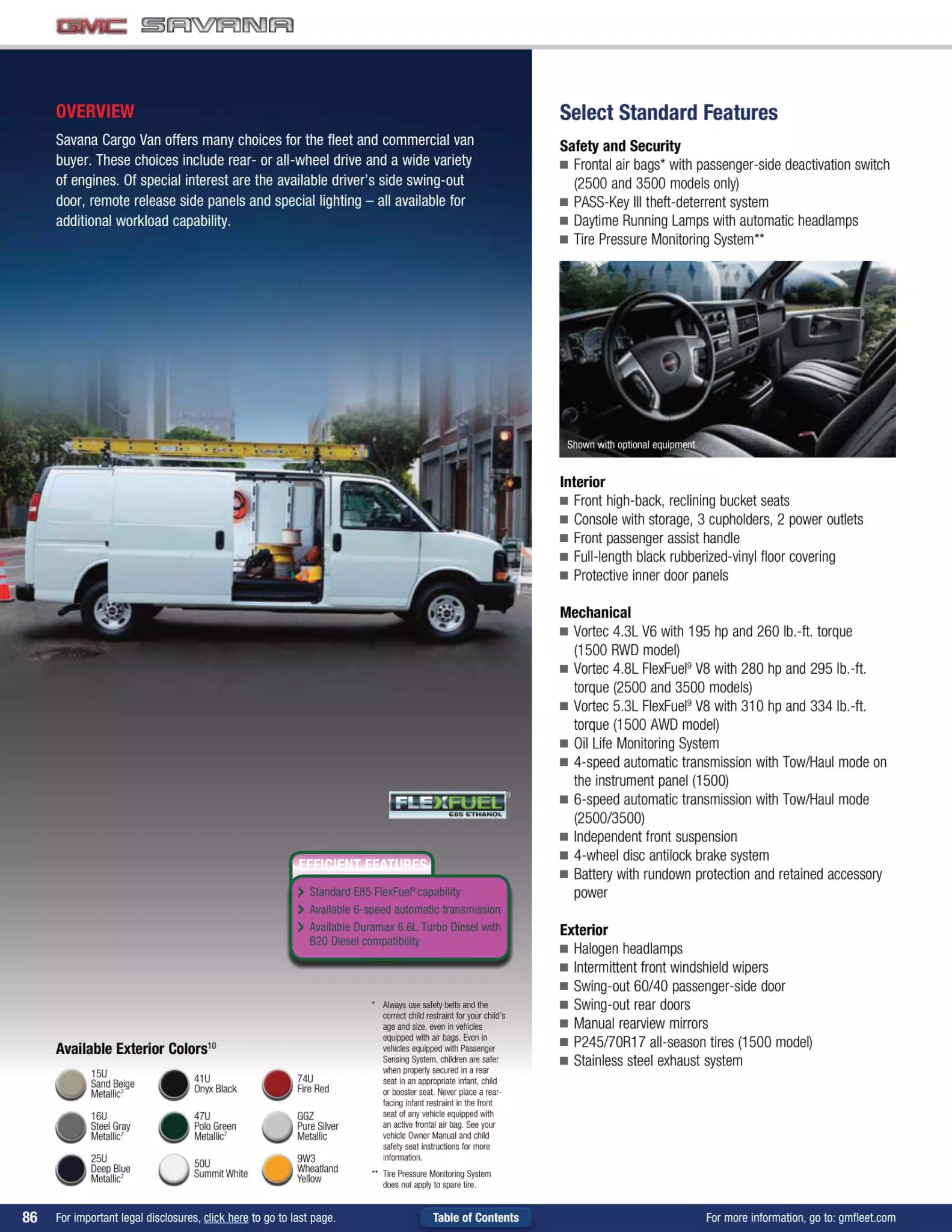 2012 GMC Savana Cargo Van Paint Chart