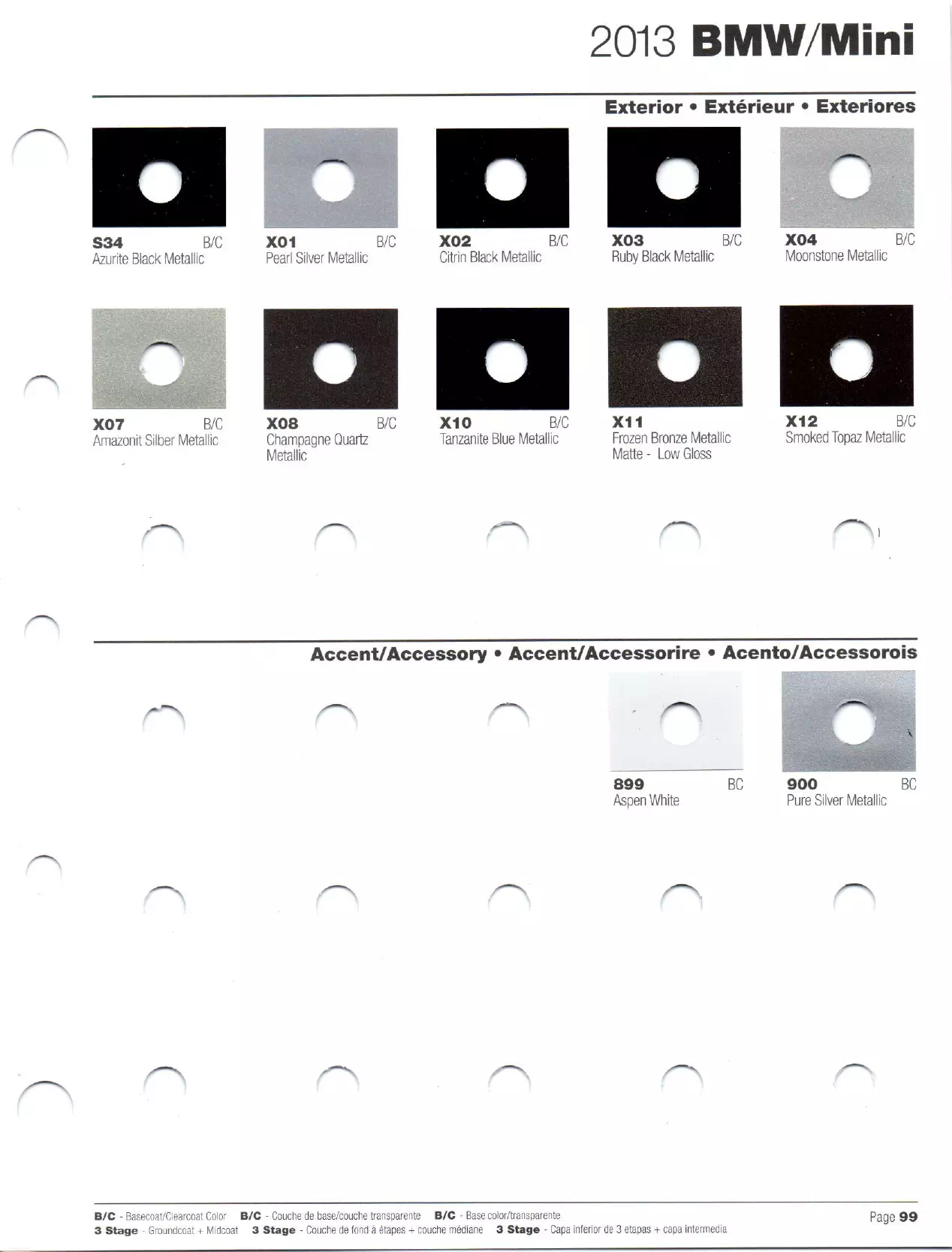 Paint codes, and their ordering stock numbers for their color on 2013 vehicles