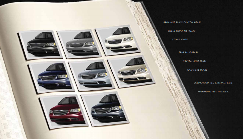 2013 Chrysler Town and Country Paint Chart Color shade examples for Chrysler Town & Country Van Exterior Colors