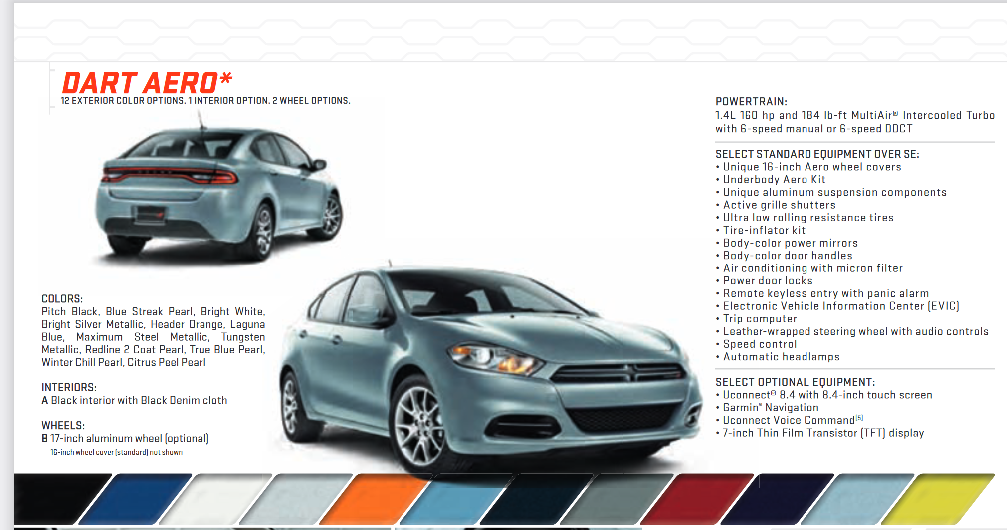 exterior colors used on the dodge dart