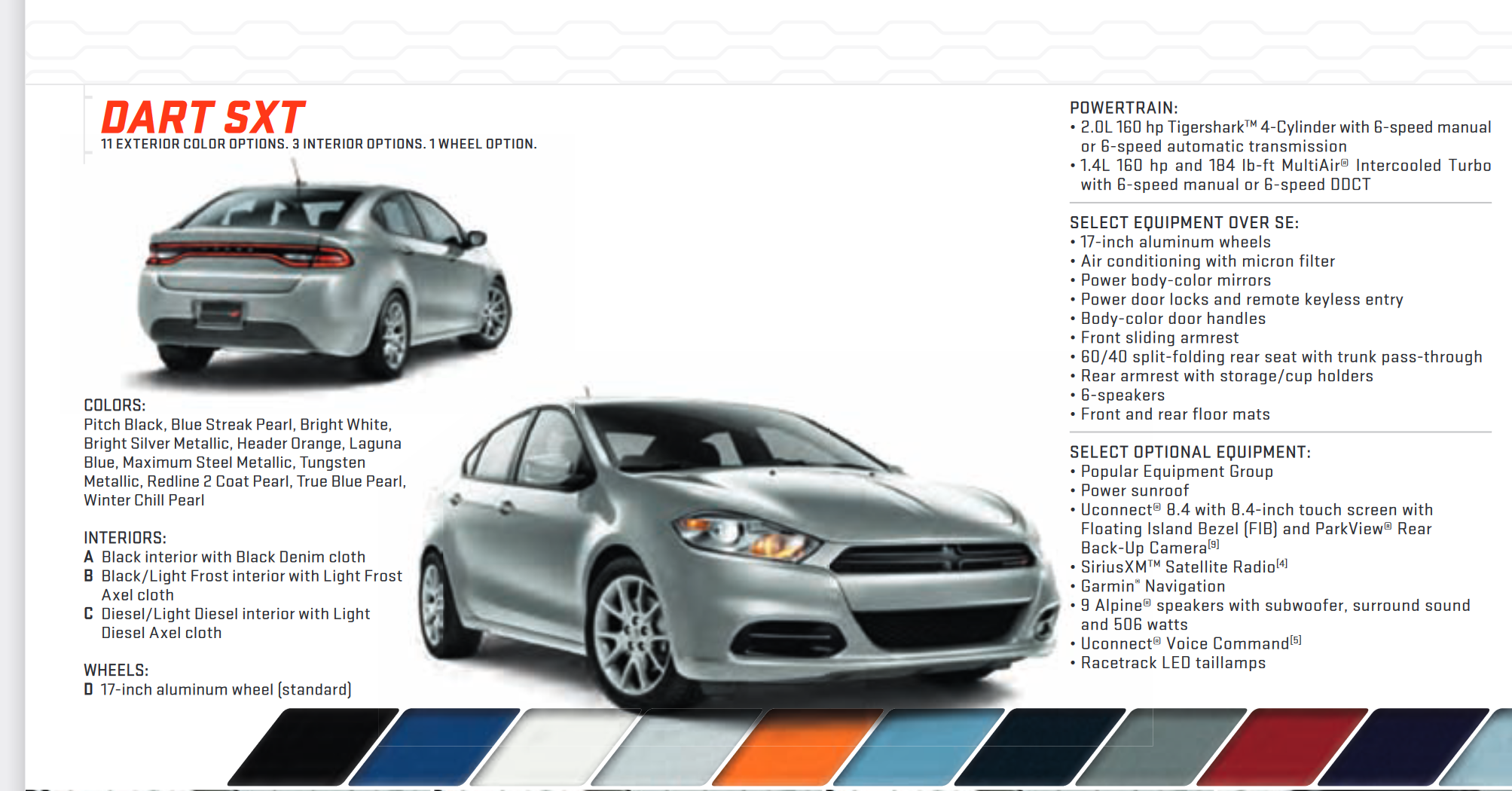 2013 Dodge Dart SXT Paint Chart exterior colors used on the dodge dart