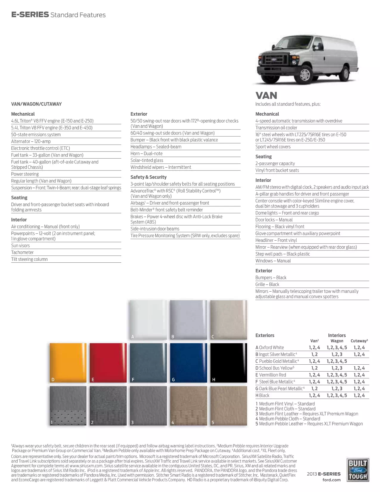 2013 Ford Econoline Paint Codes and Color Chart