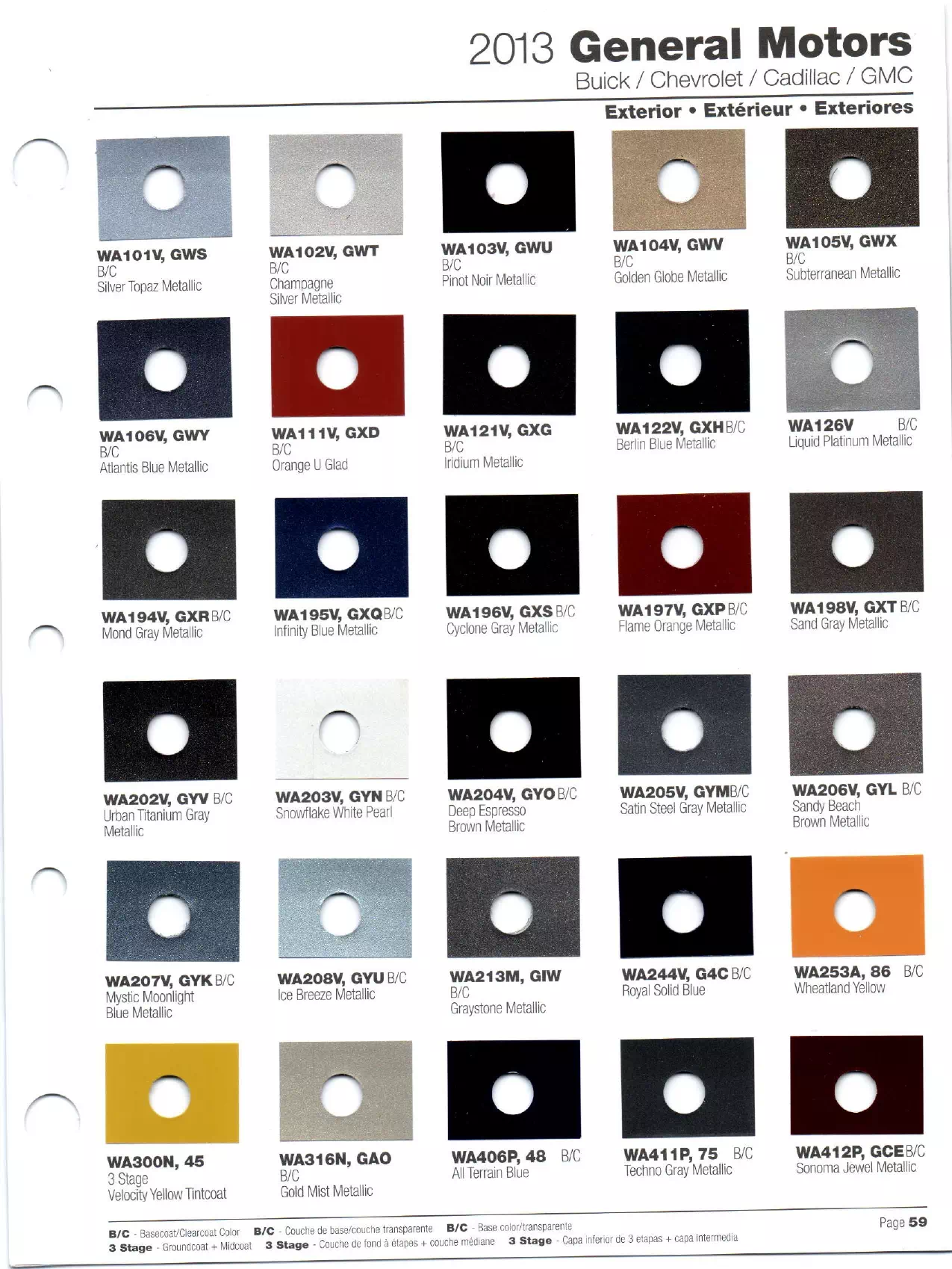 Paint codes and their Color Example used on all General Motor Vehicles