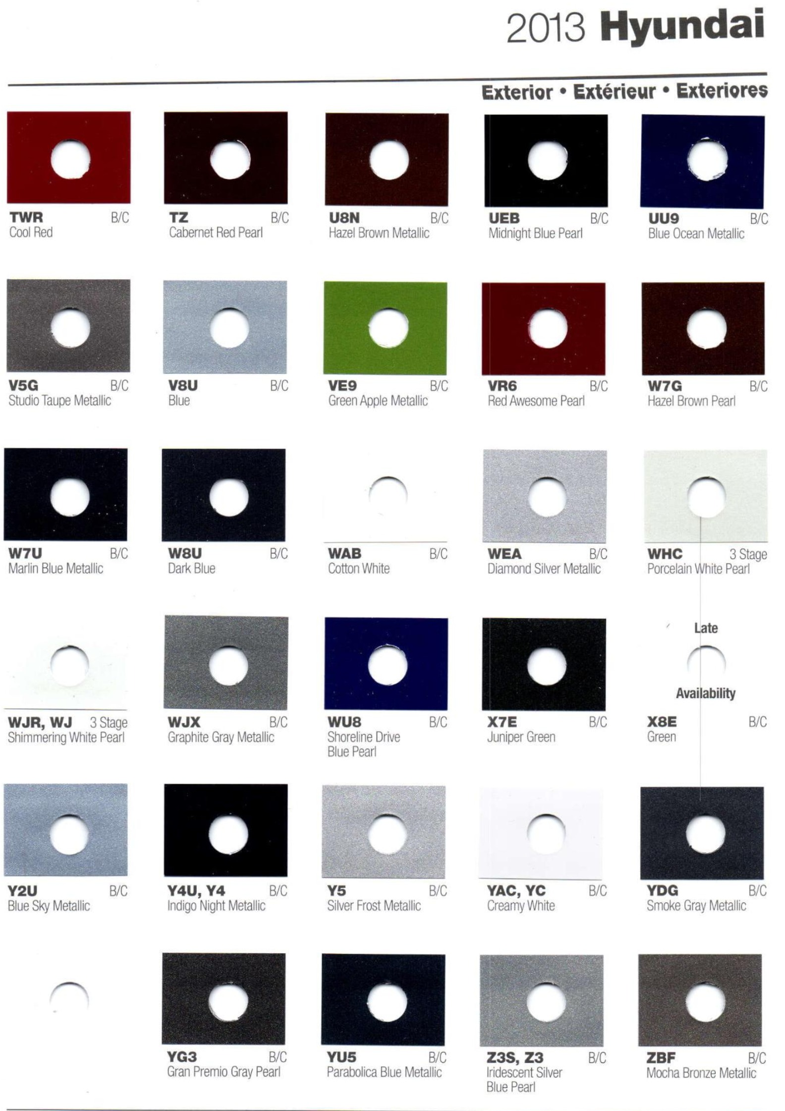 2013 Hyundai Paint Codes