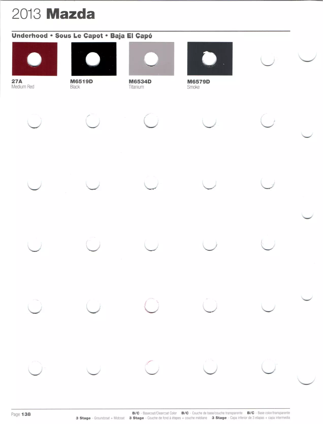 Paint codes, and their ordering stock numbers for their color on 2013 vehicles