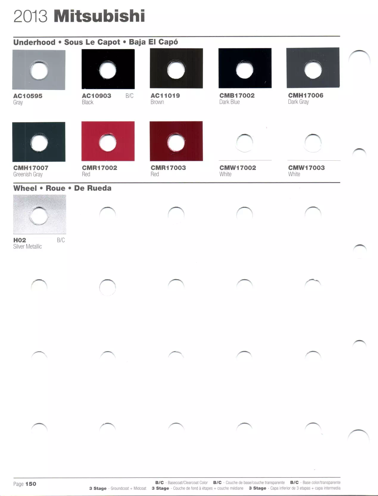 Paint codes, and their ordering stock numbers for their color on 2013 vehicles