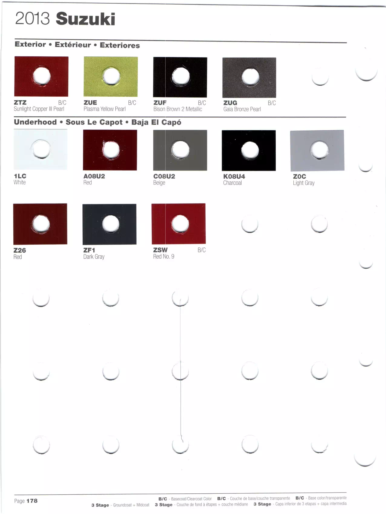 Paint codes, and their ordering stock numbers for their color on 2013 vehicles