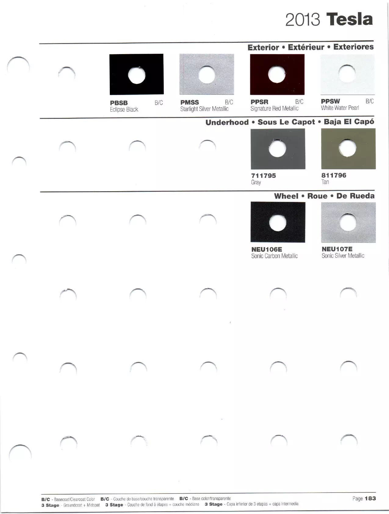 Paint codes, and their ordering stock numbers for their color on 2013 vehicles