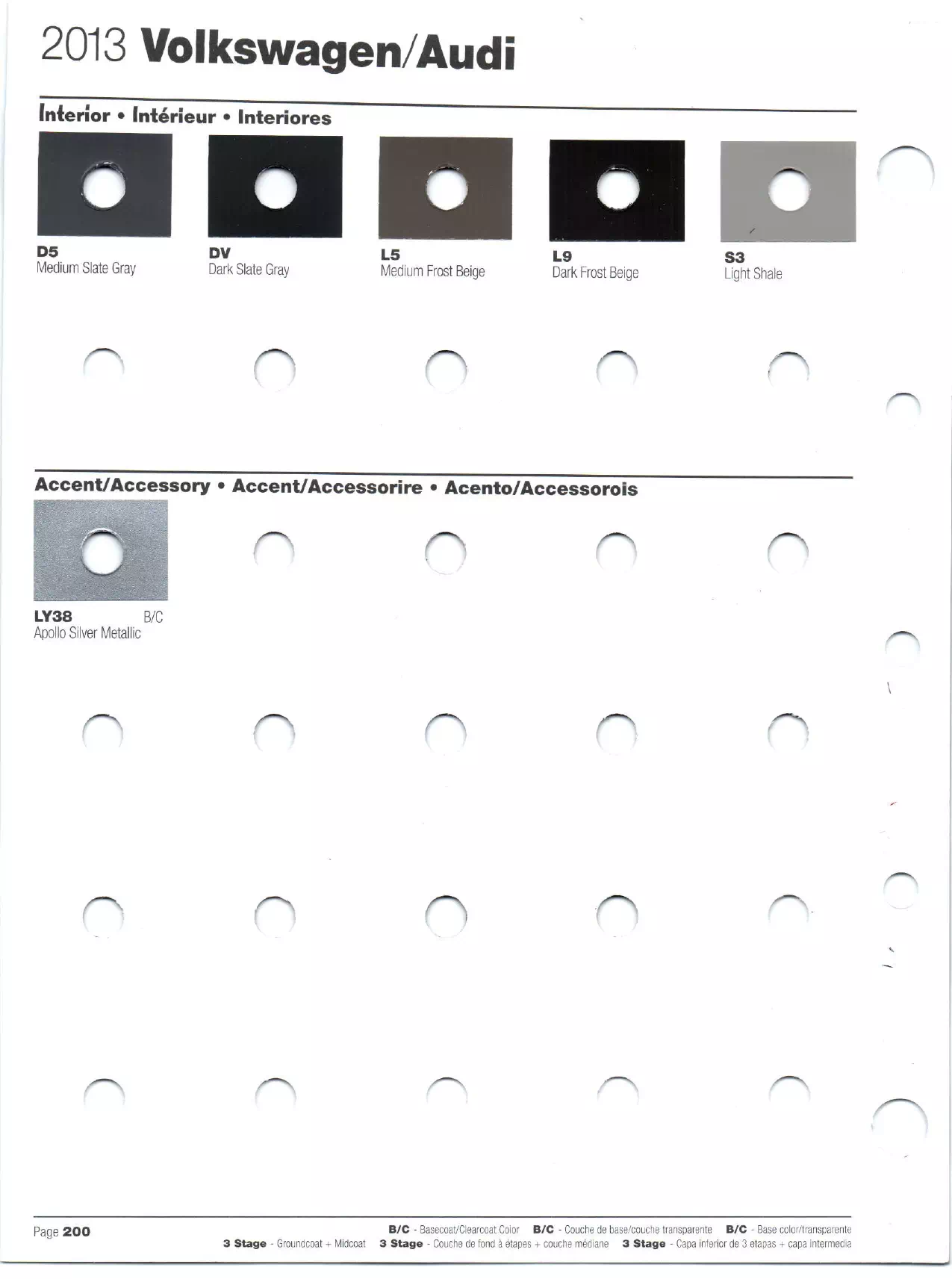 Paint codes, and their ordering stock numbers for their color on 2013 vehicles