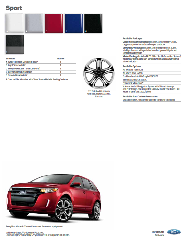 2013 Ford Edge Paint Colors color options the Ford Edge came in
