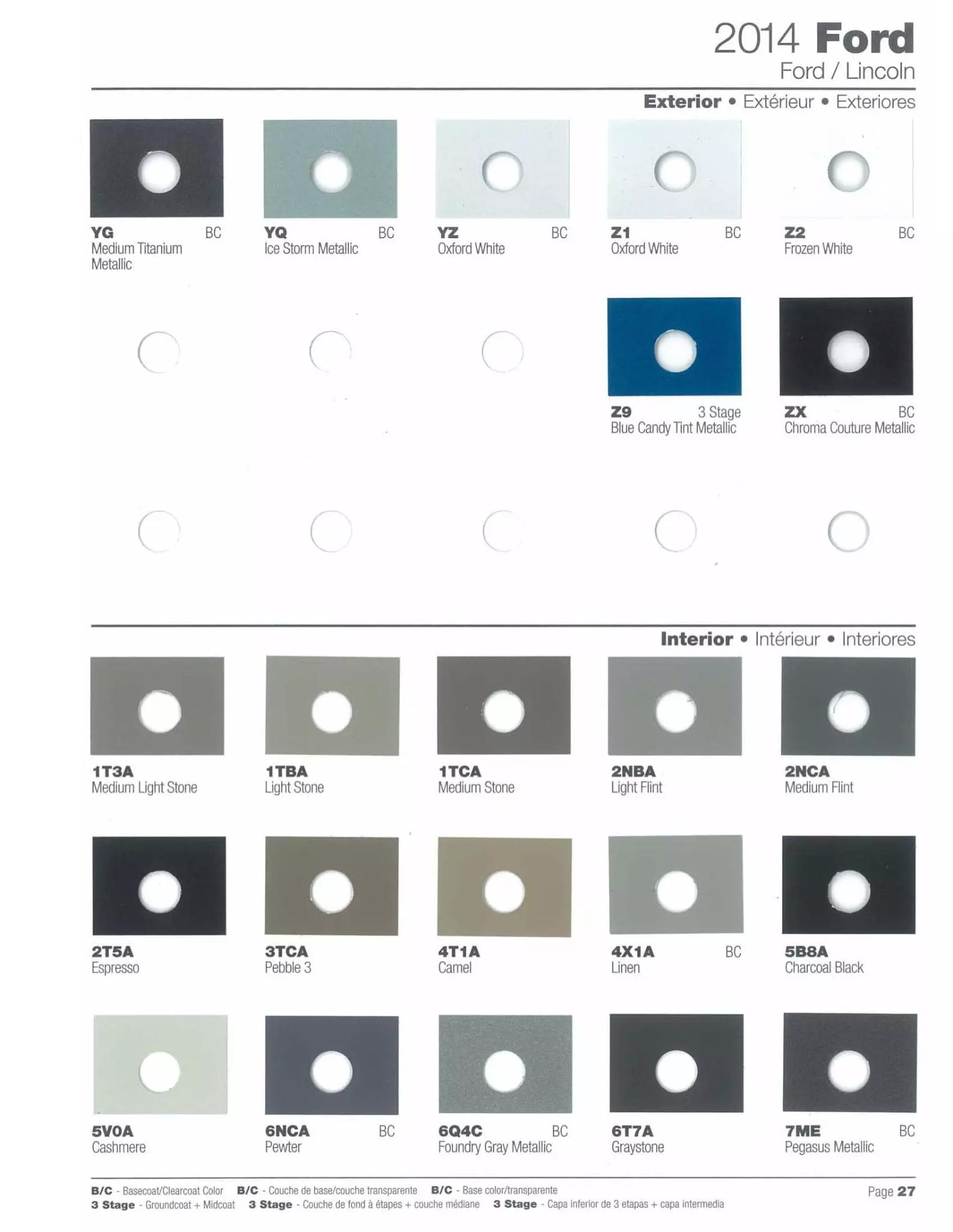 2014 Ford & Lincoln Paint Codes & Color Chart Paint codes, and their ordering stock numbers for their color on 2014 vehicles