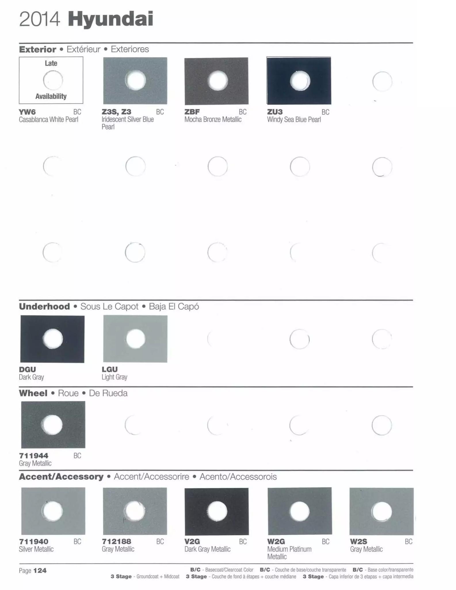 Paint codes, and their ordering stock numbers for their color on 2014 vehicles