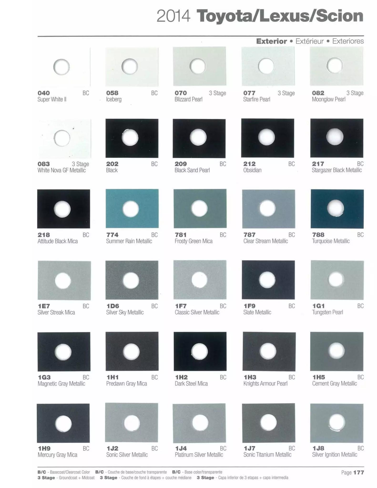 2014 Toyota, Lexus & Scion Paint Codes and Color Chart Paint codes, and their ordering stock numbers for their color on 2014 vehicles