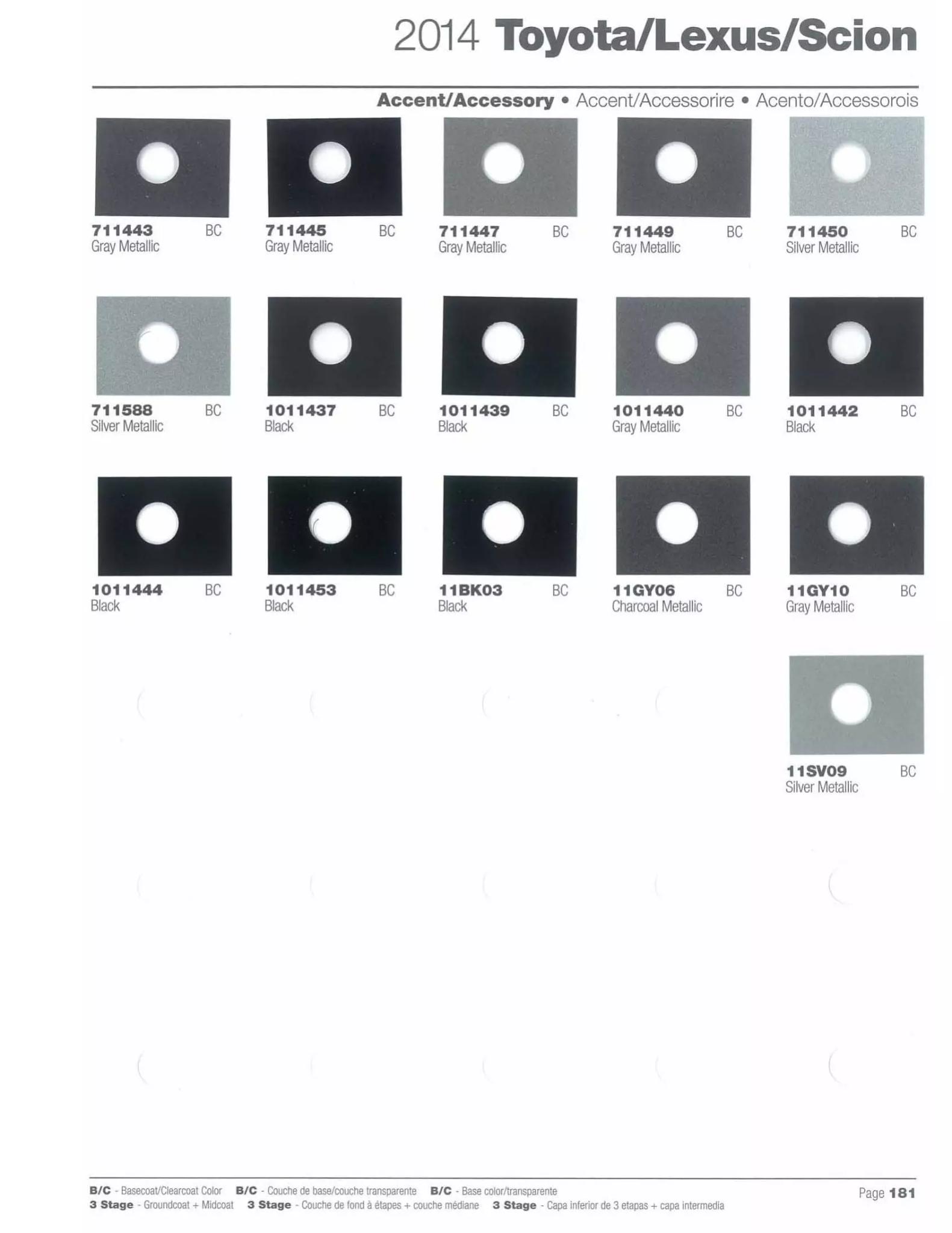 Paint codes, and their ordering stock numbers for their color on 2014 vehicles