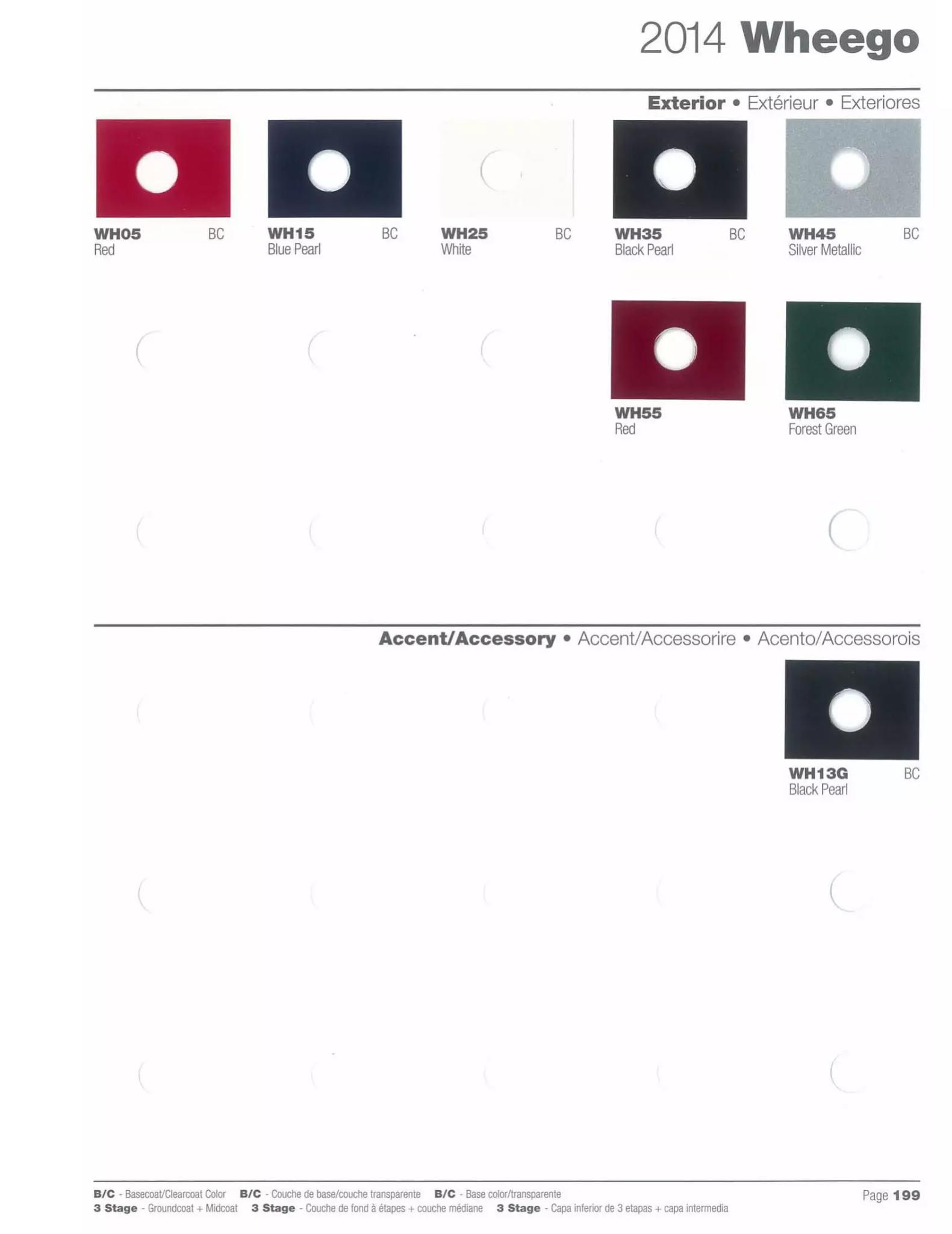 Paint codes, and their ordering stock numbers for their color on 2014 vehicles