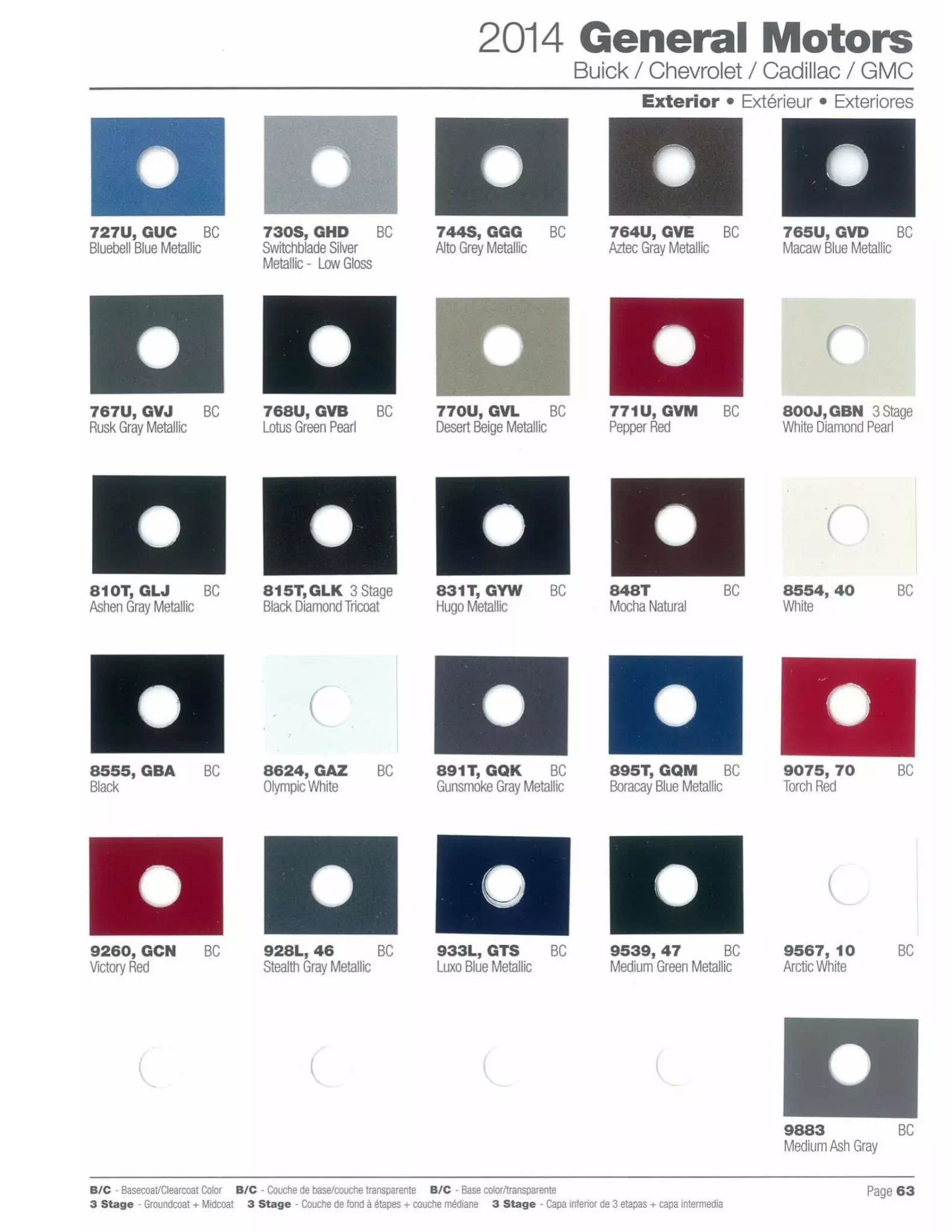 2014 Gm Paint Codes and Color Chart Paint codes and their Color Example used on all General Motor Vehicles